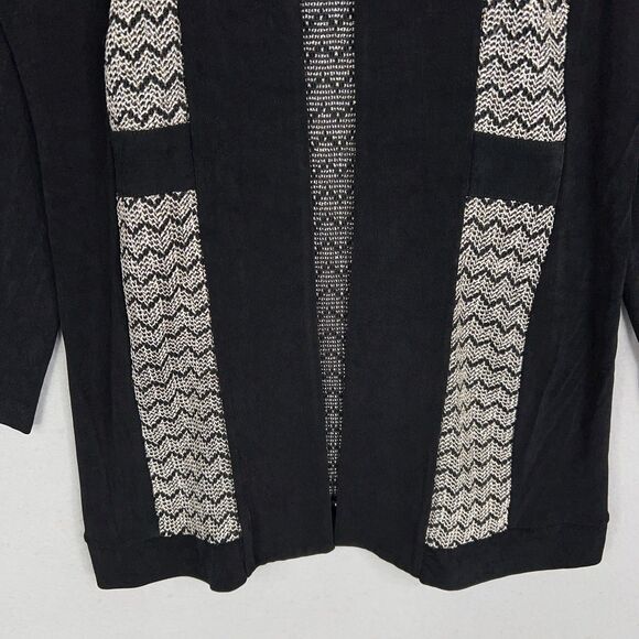 Chicos Travelers Jacket Womens 3 Black Metallic Chevron Open Boho Resort Evening - Picture 3 of 13